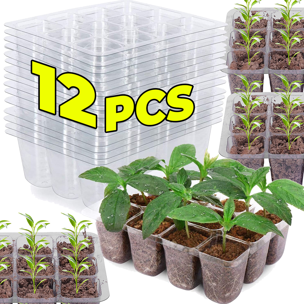 Seed Starter Trays - 6/12Holes Plant Nursery Tray PET Mini