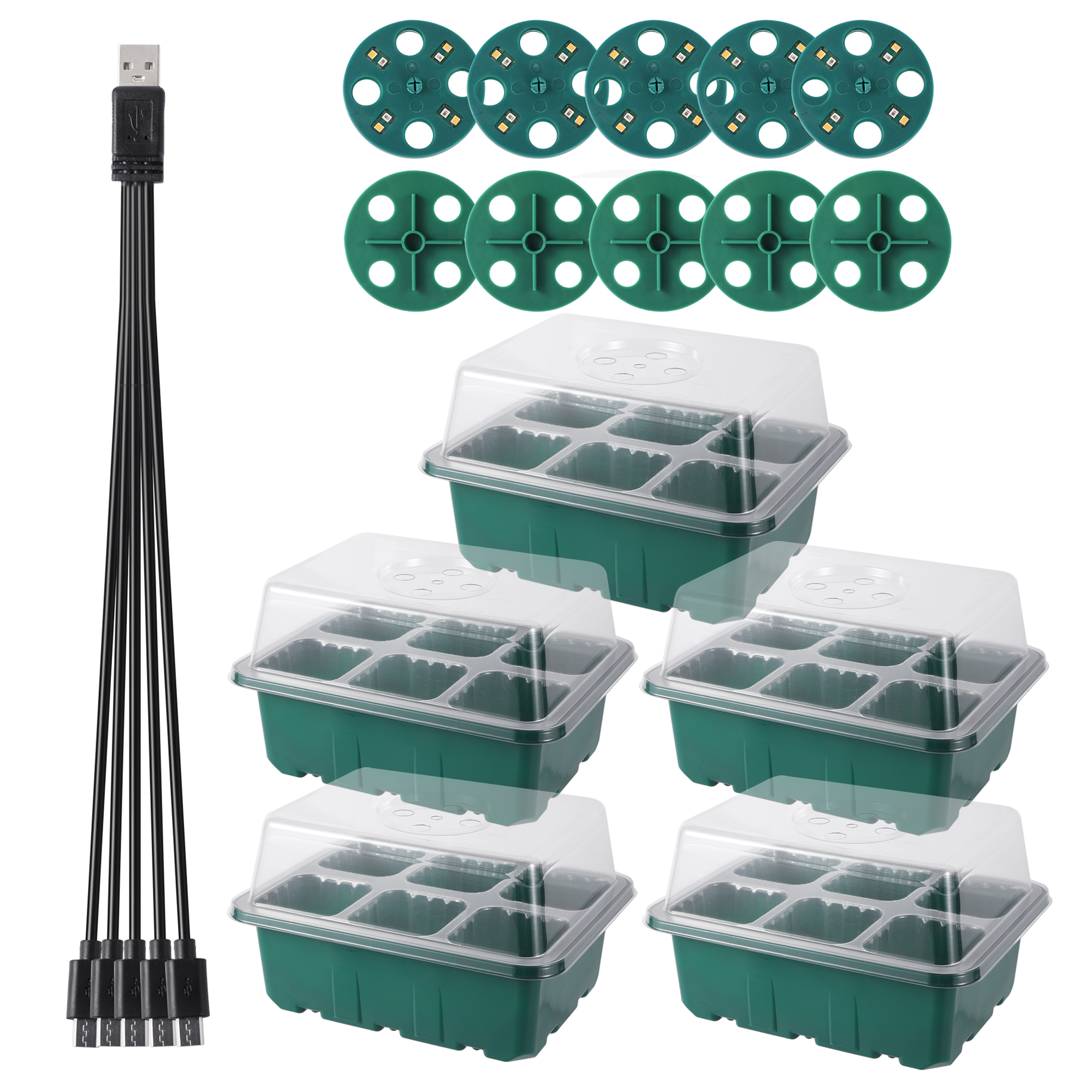 Seed Starter Trays - Full Spectrum LED Grow Light 6/12