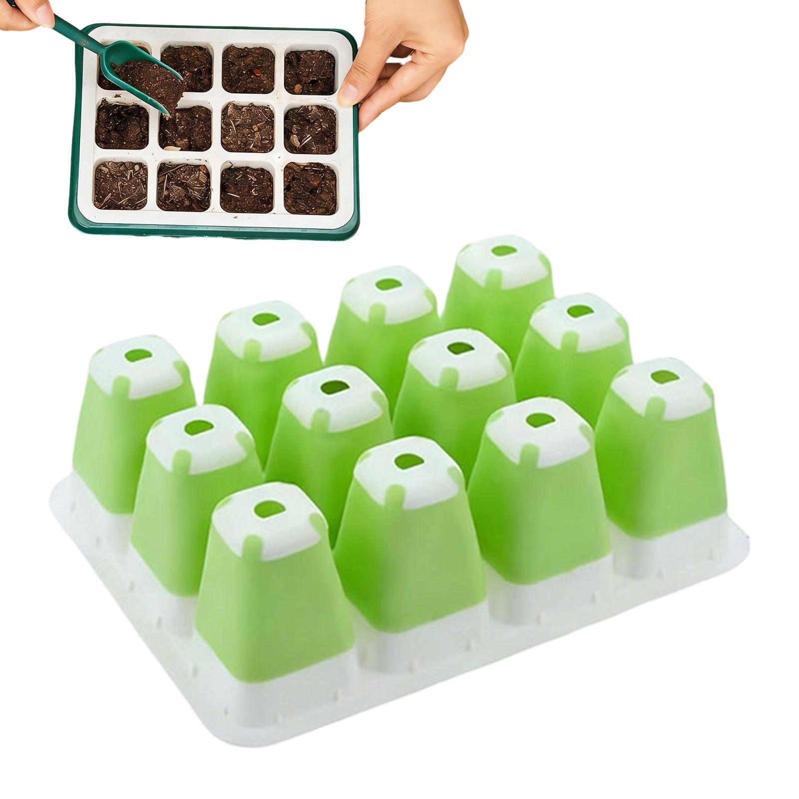 Seed Starter Trays - 12-Cell Silicone Seedling Starter Trays Reusable