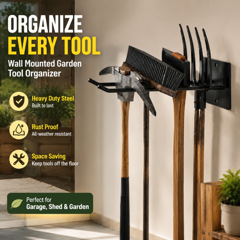 Gardening Tools Rack - Thickened Wall Mount Garden Tool Storage