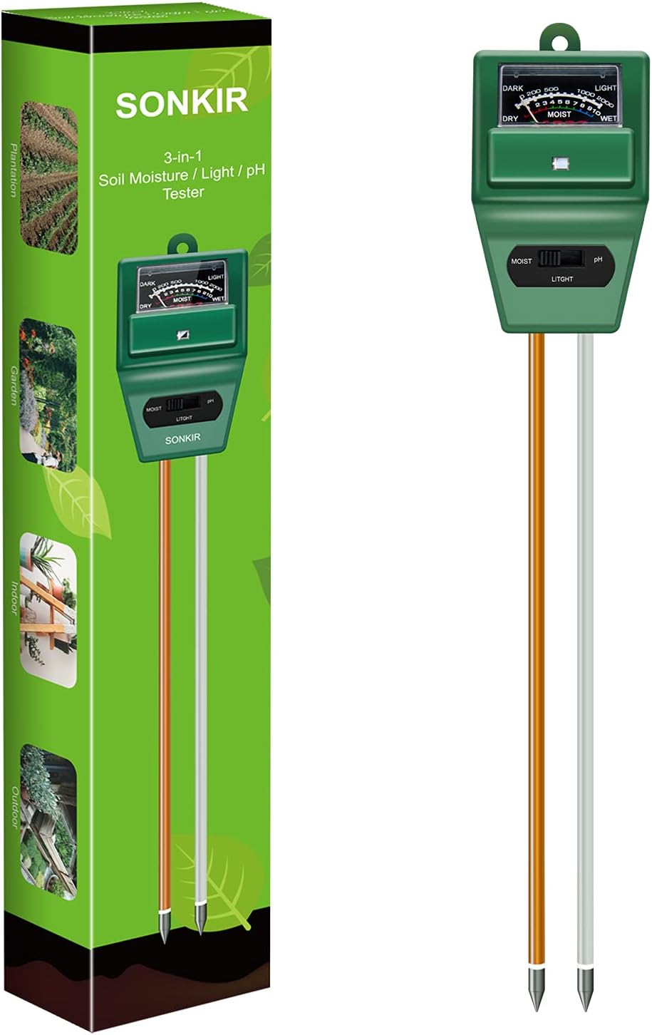 Soil pH Meter, MS02 3-in-1 Soi - огляд і ціна Gardening Tools Green