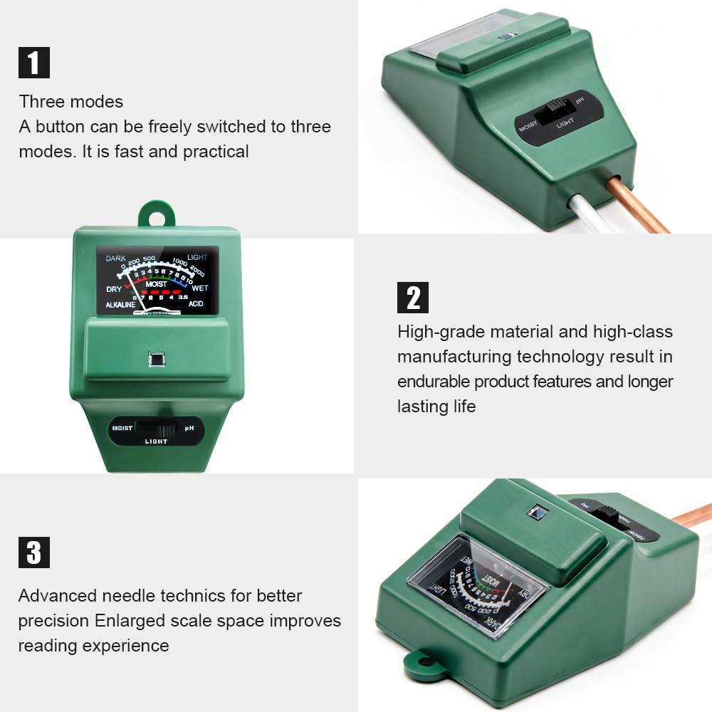 Soil pH Meter, MS02 3-in-1 Soi - огляд і ціна Gardening Tools Green