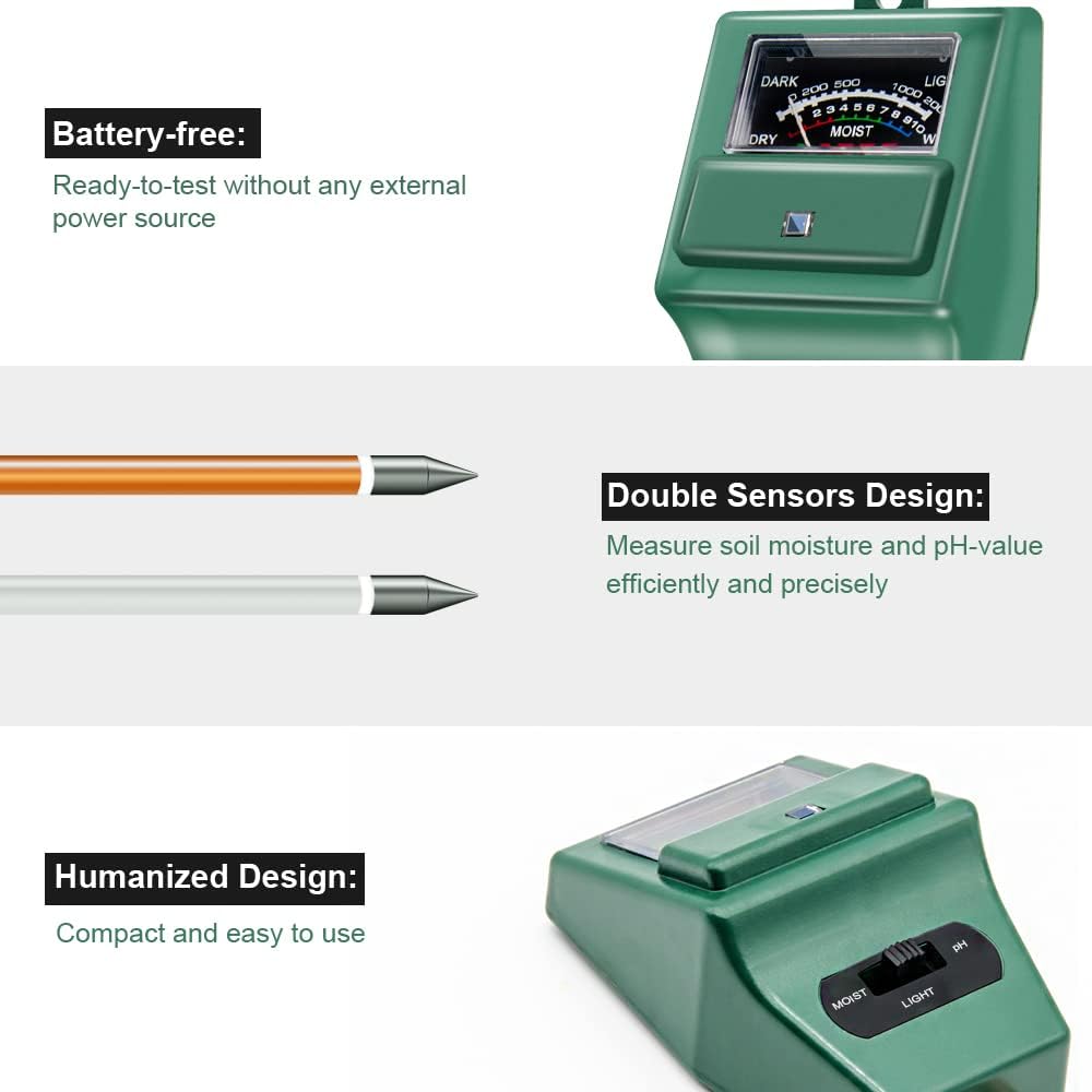 Soil pH Meter, MS02 3-in-1 Soi - огляд і ціна Gardening Tools Green