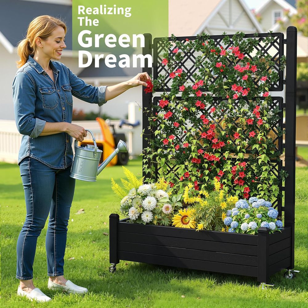 Raised Garden Bed with Trellis - огляд і ціна Raised Bed Planter Box