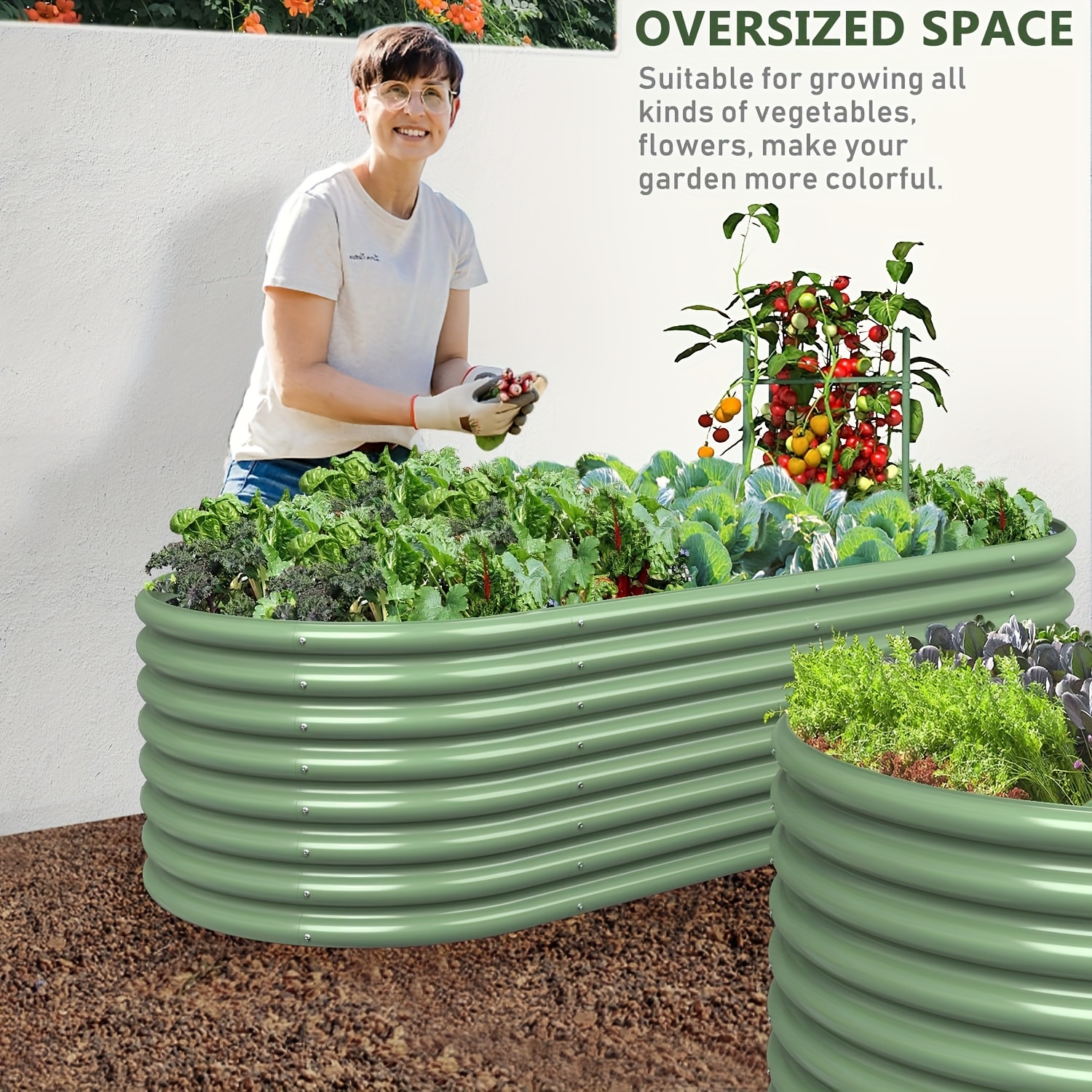 Outdoor Metal Planter Raised G - огляд і ціна Gardening Tools Green
