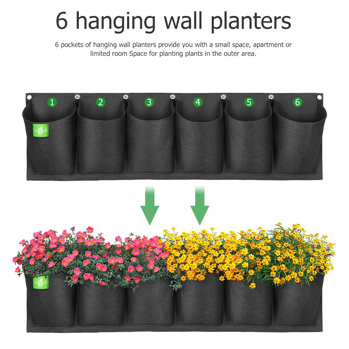 6 Pocket Wall Hanging Plant Ba - огляд і ціна Grow Bags