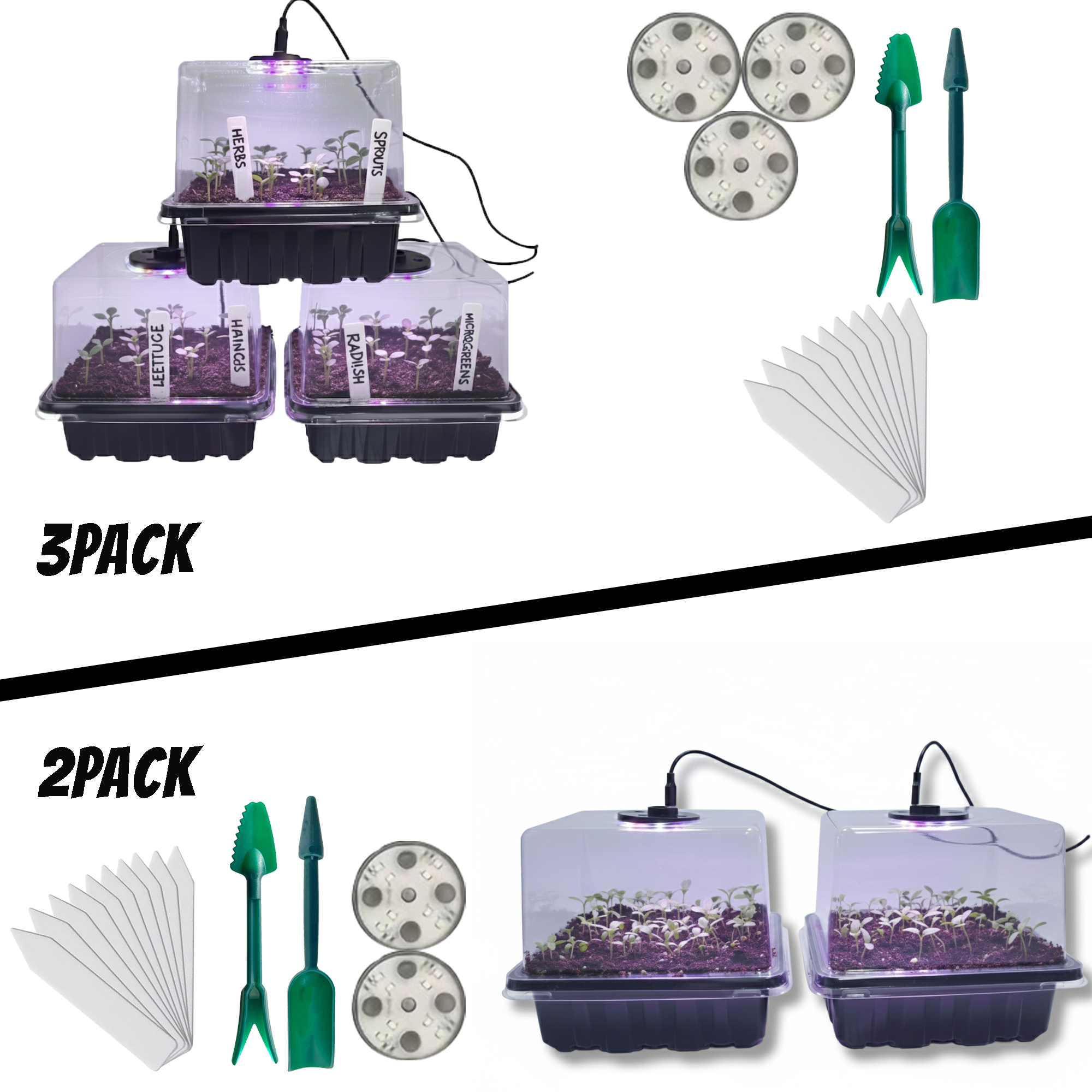 1/2/3-Pack 12/24/36-Cell Seed  - огляд і ціна Seed Starter Trays