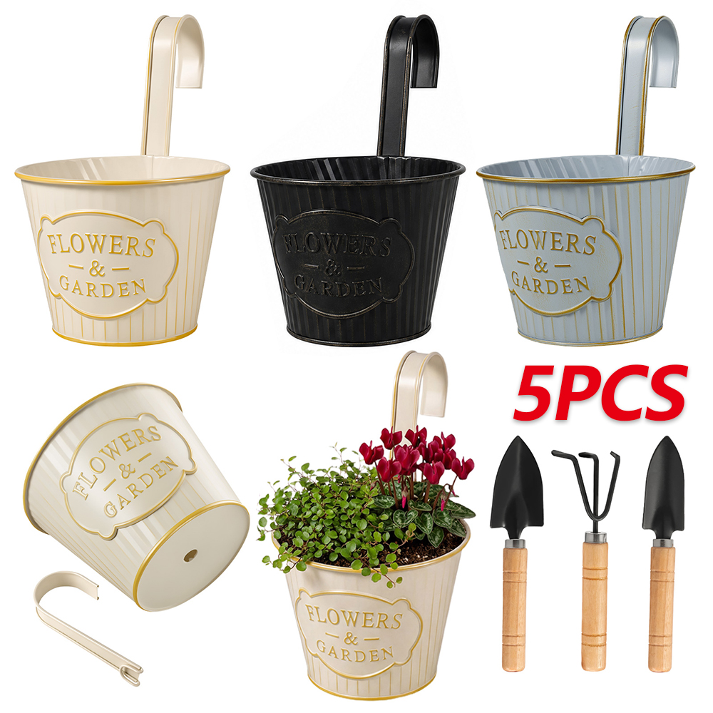 5Pcs Hanging Flower Pots Metal - огляд і ціна Gardening Tools Vintage