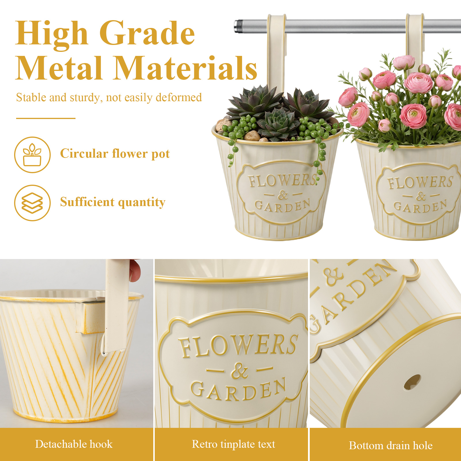 5Pcs Hanging Flower Pots Metal - огляд і ціна Gardening Tools Vintage