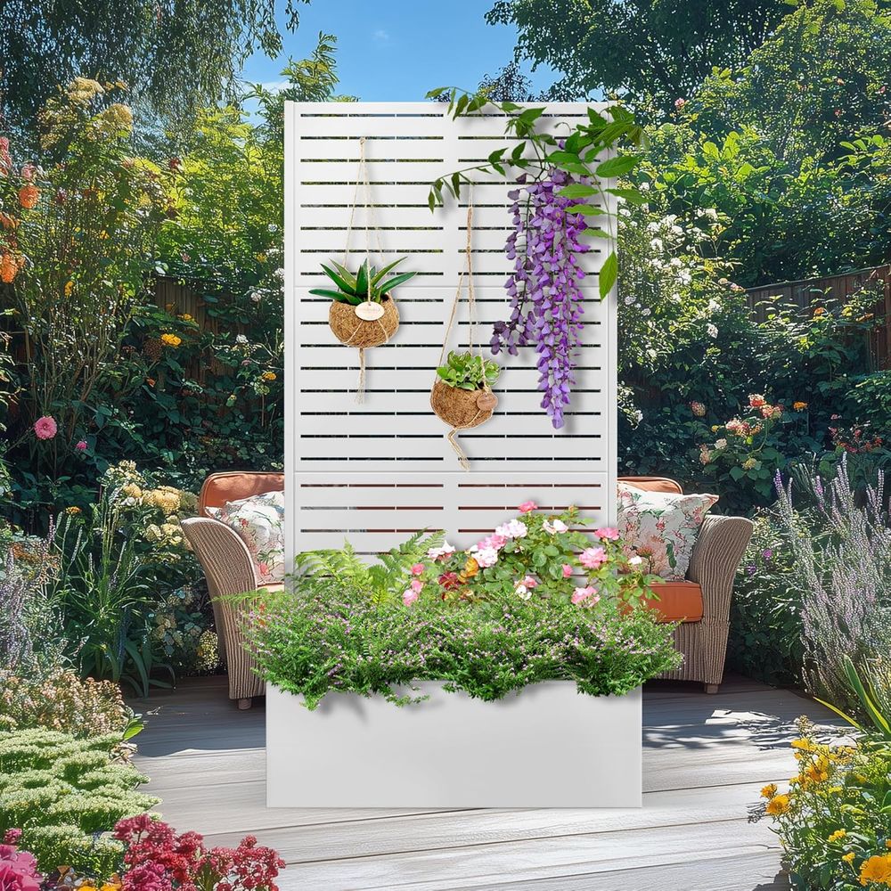 White Metal Planter Box with T - огляд і ціна Raised Bed Planter Box