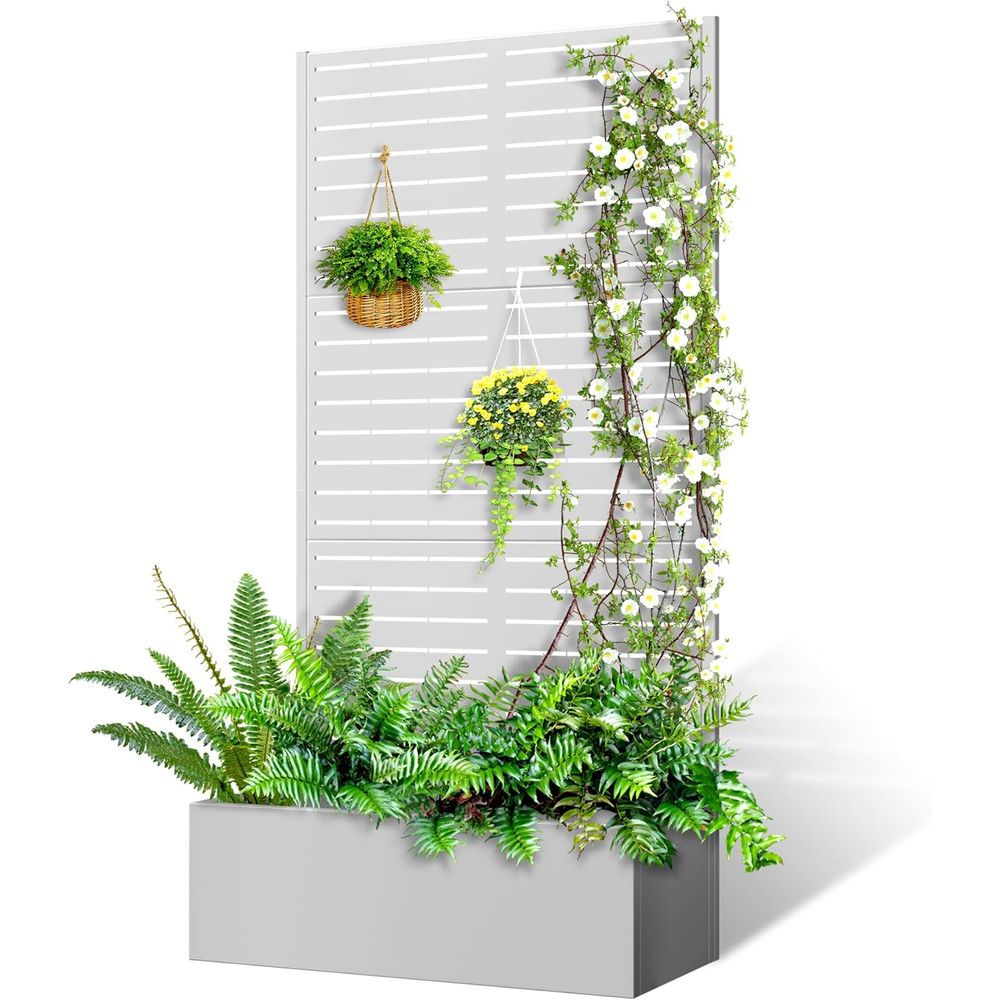 White Metal Planter Box with T - огляд і ціна Raised Bed Planter Box