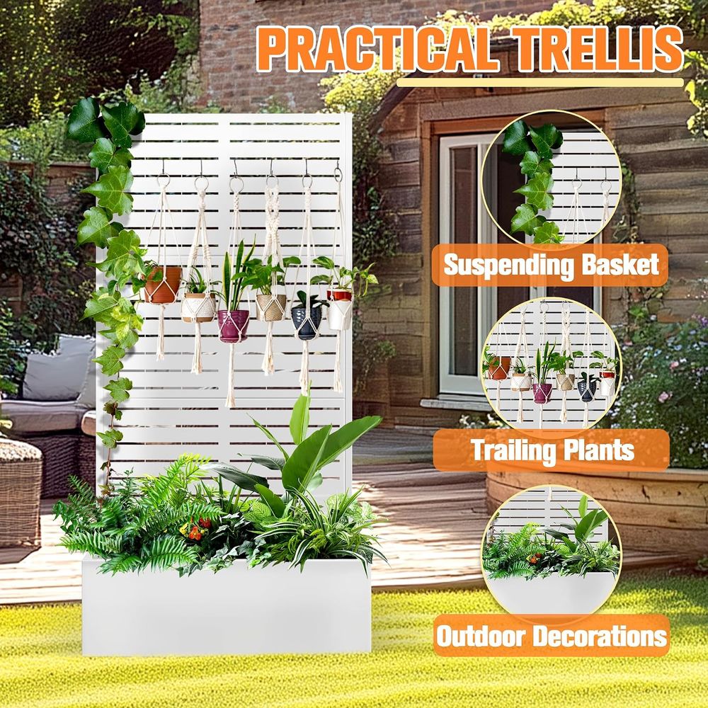 White Metal Planter Box with T - огляд і ціна Raised Bed Planter Box
